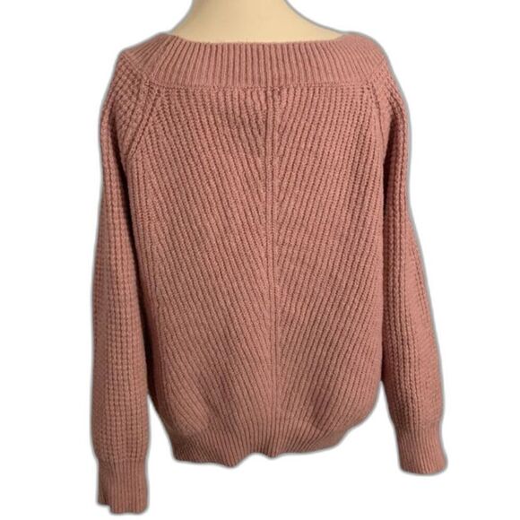LOFT Outlet Womens Cozy Boat Neck Ribbed Knit Sweater Pink Size XL - Picture 2 of 10